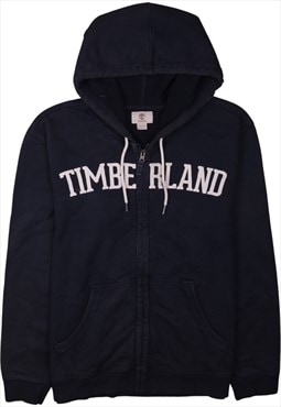 Vintage 90's Timberland Hoodie Spellout Full Zip Up Navy