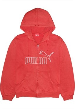 Vintage 90's Puma Hoodie Spellout Full Zip Up Red Large