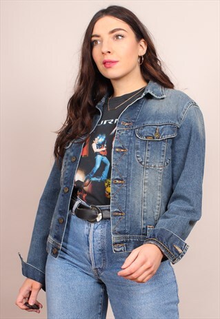 VINTAGE 90S DENIM JACKET IN MID WASH