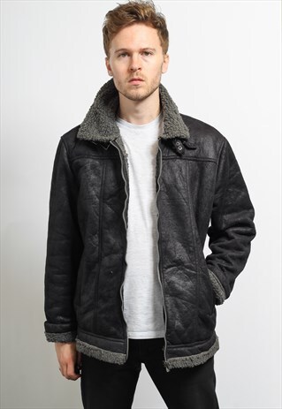 VINTAGE FAUX SUEDE AVIATOR JACKET