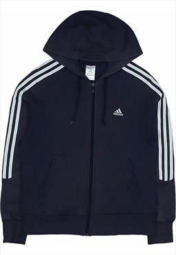 Adidas 90's Spellout Zip Up Hoodie Large Blue