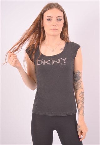 VINTAGE DKNY T-SHIRT TOP BLACK