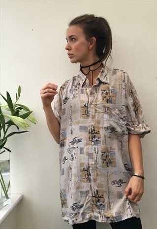 CRAZY PATTERN OVERSIZED RETRO VINTAGE UNISEX FESTIVAL SHIRT