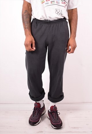 ADIDAS MENS VINTAGE TRACKSUIT TROUSERS MEDIUM BLACK 90S