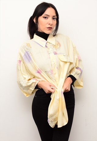 VINTAGE 90'S LEMON ABSTRACT RETRO CRAZY PATTERNED SHIRT