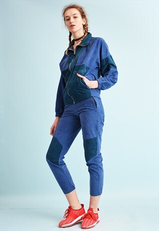 90'S RETRO ATHLEISURE TRACKSUIT VELVET CO-ORD TWO PIECE
