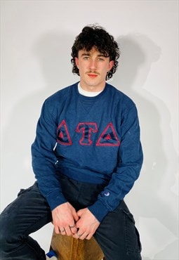Vintage Size XXL Champion USA Sorority Sweatshirt In Blue