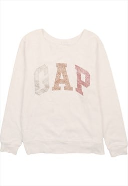 Vintage 90's Gap Sweatshirt Spellout Crew Neck Beige Cream