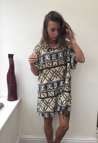 CRAZY PATTERNED OVERSIZED RETRO VINTAGE FESTIVAL SHIRT