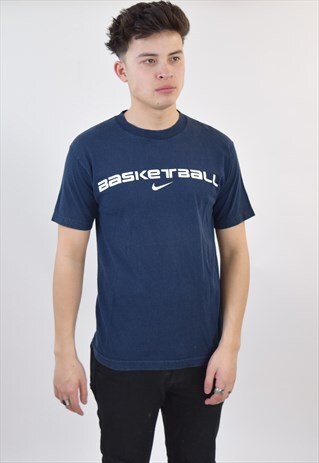 VINTAGE 90S BLUE NIKE CREW NECK T SHIRT
