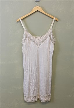 Vintage Y2K Slip Dress Beige With Lace Details 