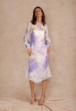 CHIFFON MIDI DRESS IN DYE PRINT