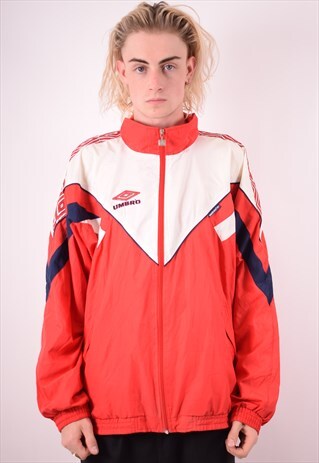 UMBRO MENS VINTAGE TRACKSUIT TOP JACKET XL RED 90S