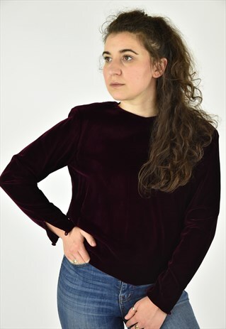 VINTAGE 90'S RALPH LAUREN PURPLE VELVET BLOUSE SIZE 8