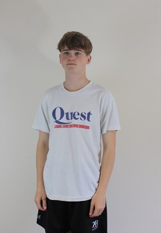 VINTAGE 1990S WHITE PRINT T-SHIRT FRUIT OF THE LOOM BEST