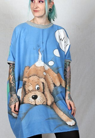 SNATCH THE DOG 90S HANDMADE OVERSIZED TSHIRT DRESS