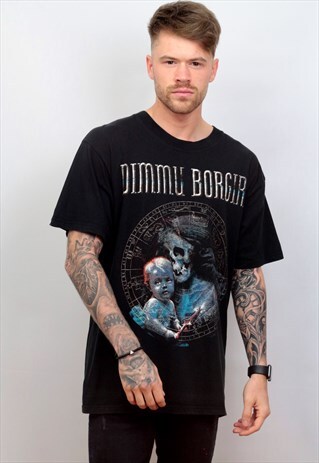 1990'S VINTAGE BLACK GRAPHIC DIMMU BORGIR T-SHIRT