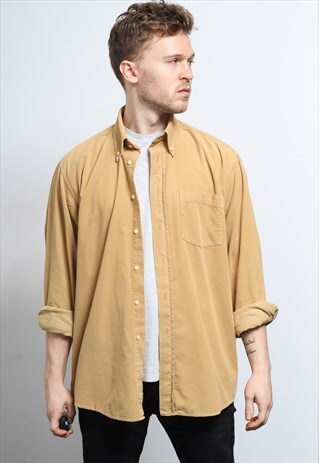 VINTAGE CORDUROY CORD SHIRT BROWN