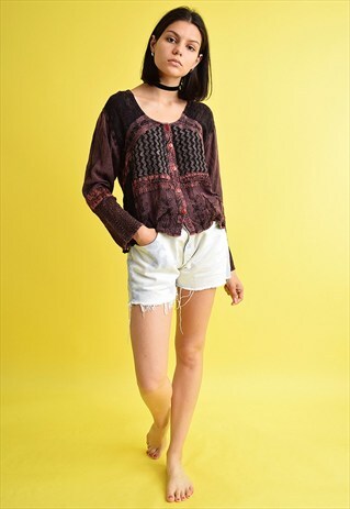 90'S HIPPIE BOHO FESTIVAL OVERSIZED FESTIVAL BLOUSE TOP