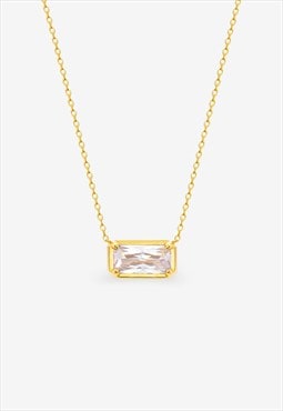 Gold Necklace With Sparkling Baguette Stone