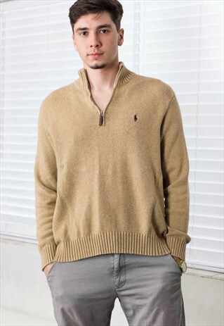 VINTAGE RALPH LAUREN 1/4 ZIP FRONT JUMPER LOGO 90S XL 21.20