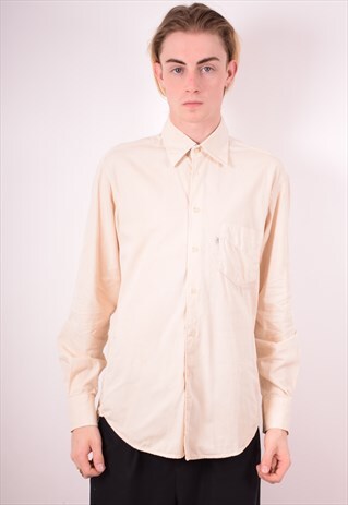 LEVI'S MENS VINTAGE SHIRT MEDIUM YELLOW STRIPES 90S