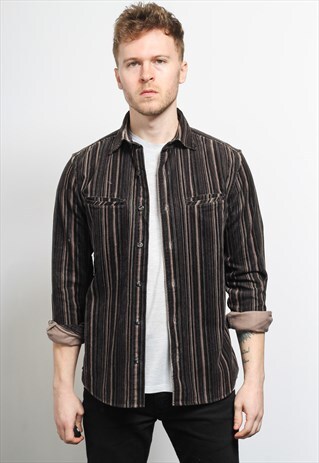 VINTAGE CORDUROY CORD STRIPED SHIRT