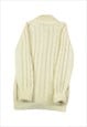 VINTAGE CABLE KNIT KNITTED CARDIGAN CREAM LADIES LARGE