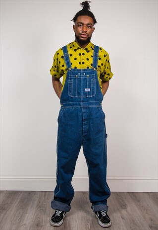 90'S VINTAGE DARK DENIM DUNGAREES