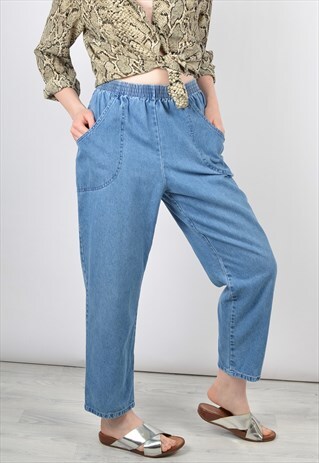 VINTAGE 90S SLOUCHY PANTS IN BLUE DENIM