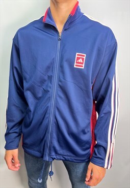 Vintage Adidas track jacket in navy,red and white (L)