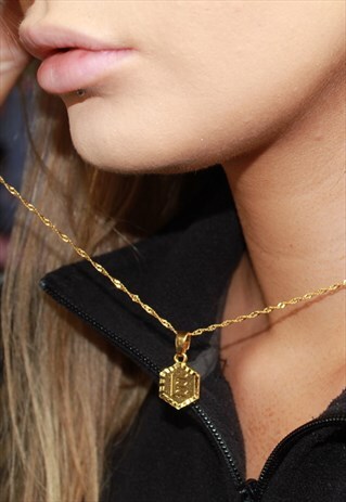 INITIAL CHARM PENDANT NECKLACE GOLD PLATED