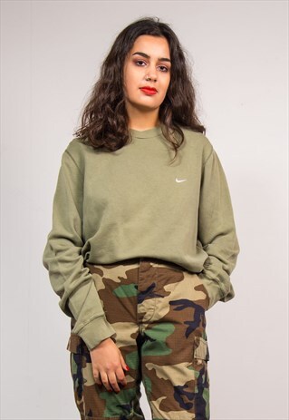90'S VINTAGE KHAKI GREEN NIKE SWEATSHIRT JUMPER