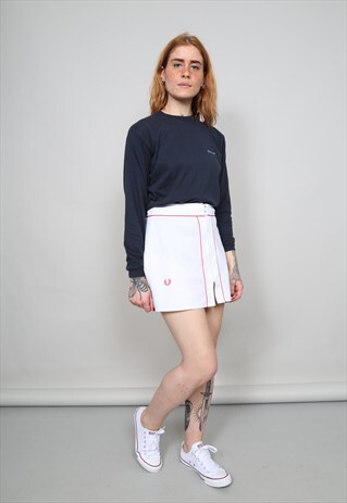 VINTAGE 80'S FRED PERRY HIGH WAISTED WHITE TENNIS SKIRT
