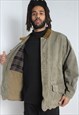 VINTAGE 90'S CHECK LINED CHORE WORKER JACKET - GREEN