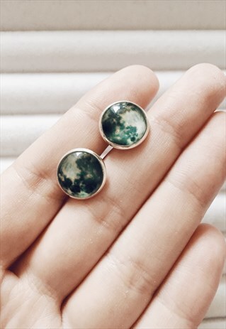 SILVER FULL MOON PHASE EARRINGS