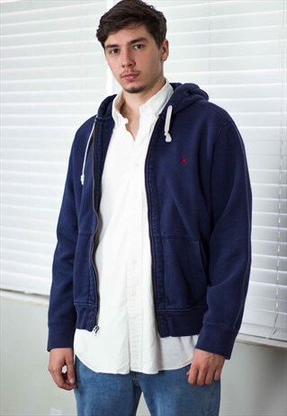 VINTAGE POLO RALPH LAUREN SWEATSHIRT HOODIE LOGO 90S L 31.6