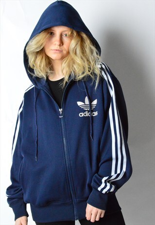 NAVY BLUE ADIDAS ORIGINALS SPORTS HOODIE JACKET