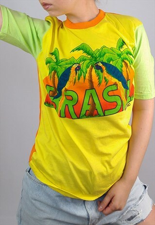 BEE RIO VINTAGE 90'S TROPICAL BRASIL FESTIVAL SUMMER T-SHIRT