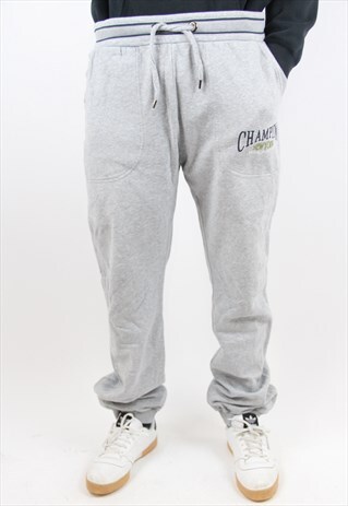 VINTAGE CHAMPION GREY PRINTED TRACKSUIT BOTTOMS