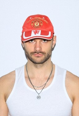 Vintage 00s Manchester United dad cap in red