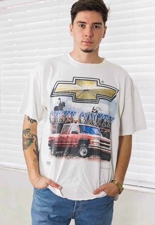 VINTAGE RACING CHEVY COUNTY T-SHIRT LOGO 90S XL 7.7