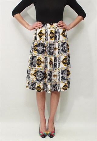 VINTAGE 80' AMAZING BEAUTIFUL CUTE PLEATED MIDI SKIRT