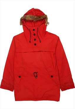 Vintage 90's Epa Parka Hooded Quater Button Red Large