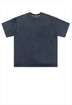  Denim t-shirt solid color jean tee grunge top vintage blue