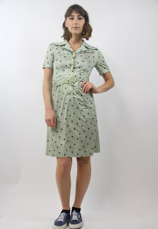 VINTAGE GREEN 80S MIDI DRESS