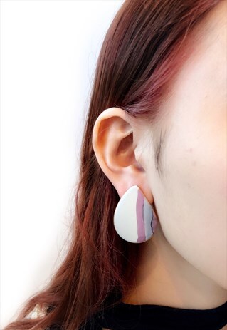 VINTAGE 80S ABSTRACT TEAR DROP STATEMENT EARRINGS