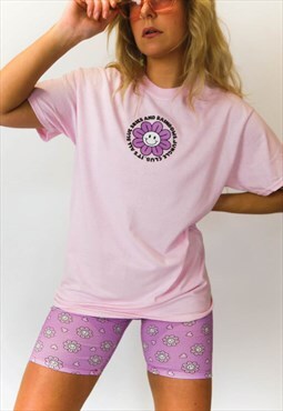 Jungleclub Flower Print Pink Graphic T-Shirt