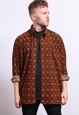 VINTAGE CORDUROY CORD STRIPED SHIRT