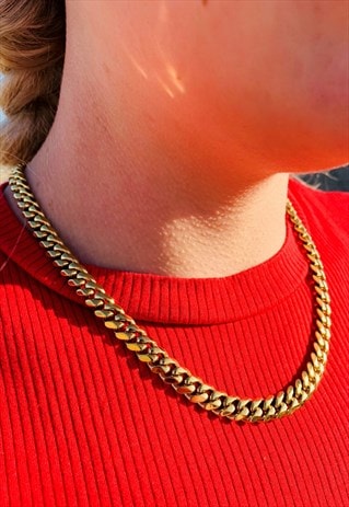 Thick Gold Choker Chain Necklace 
